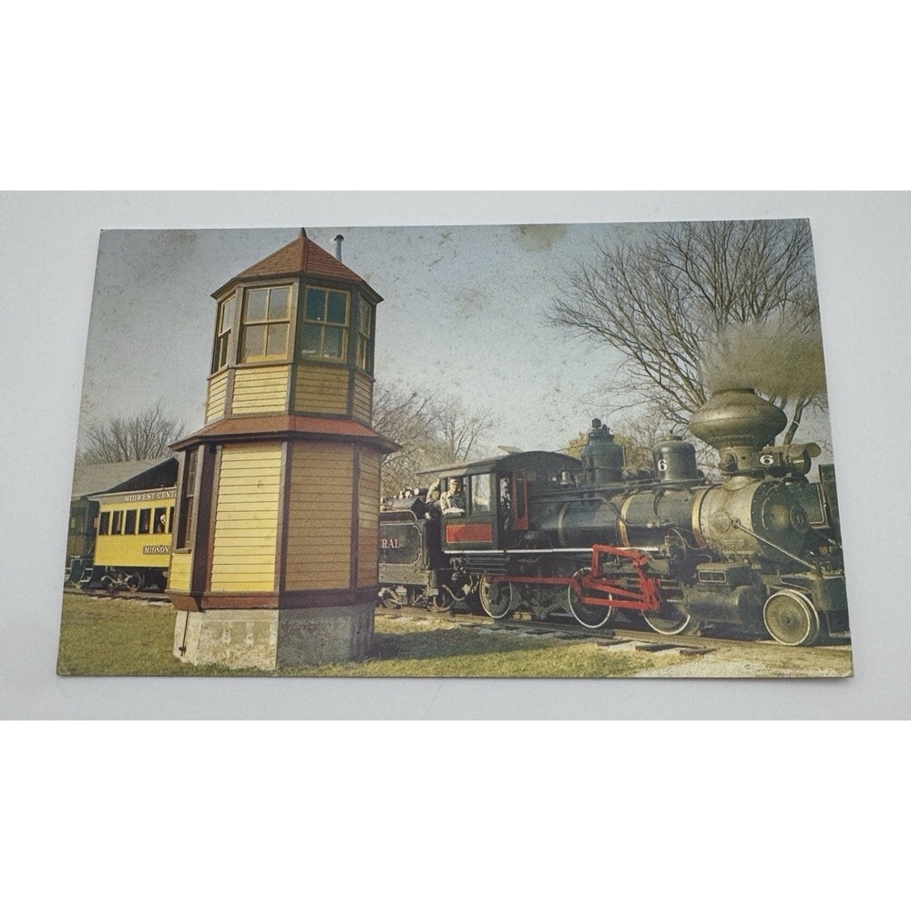 Postcard Midwest Old Threshers Settlers Mount Pleasant IA Central Railroad Train